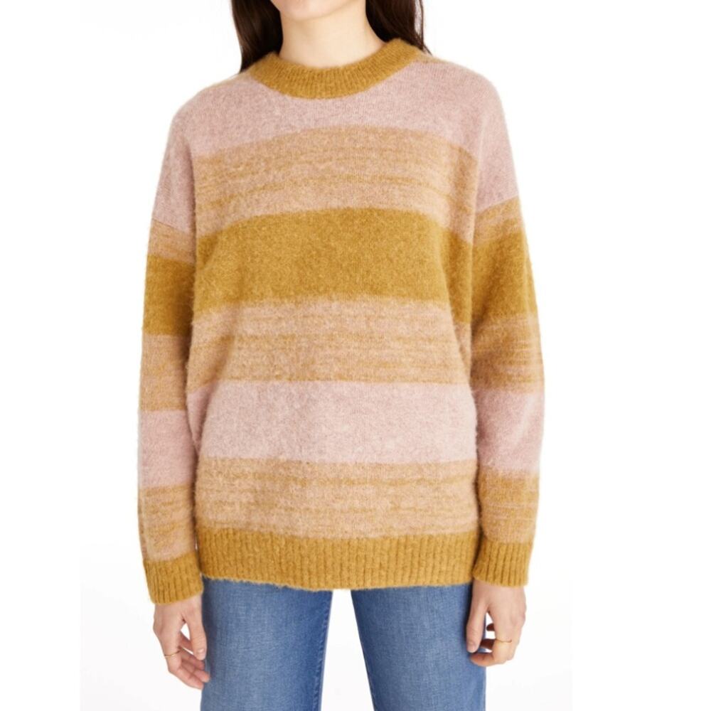Madewell Womens M Otis Space Dye Pullover Oversized Sweater in Pink Oyster NEW